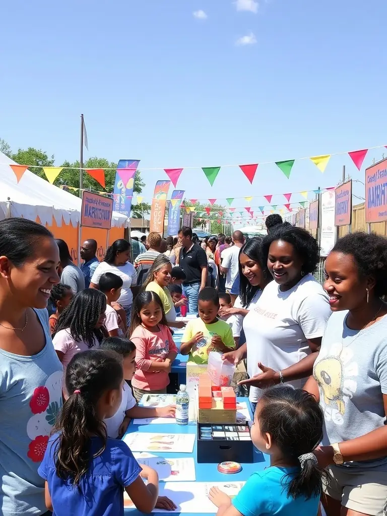 A picture of a community event at the museum, with people of all ages participating in a commemorative activity related to the Resistance.